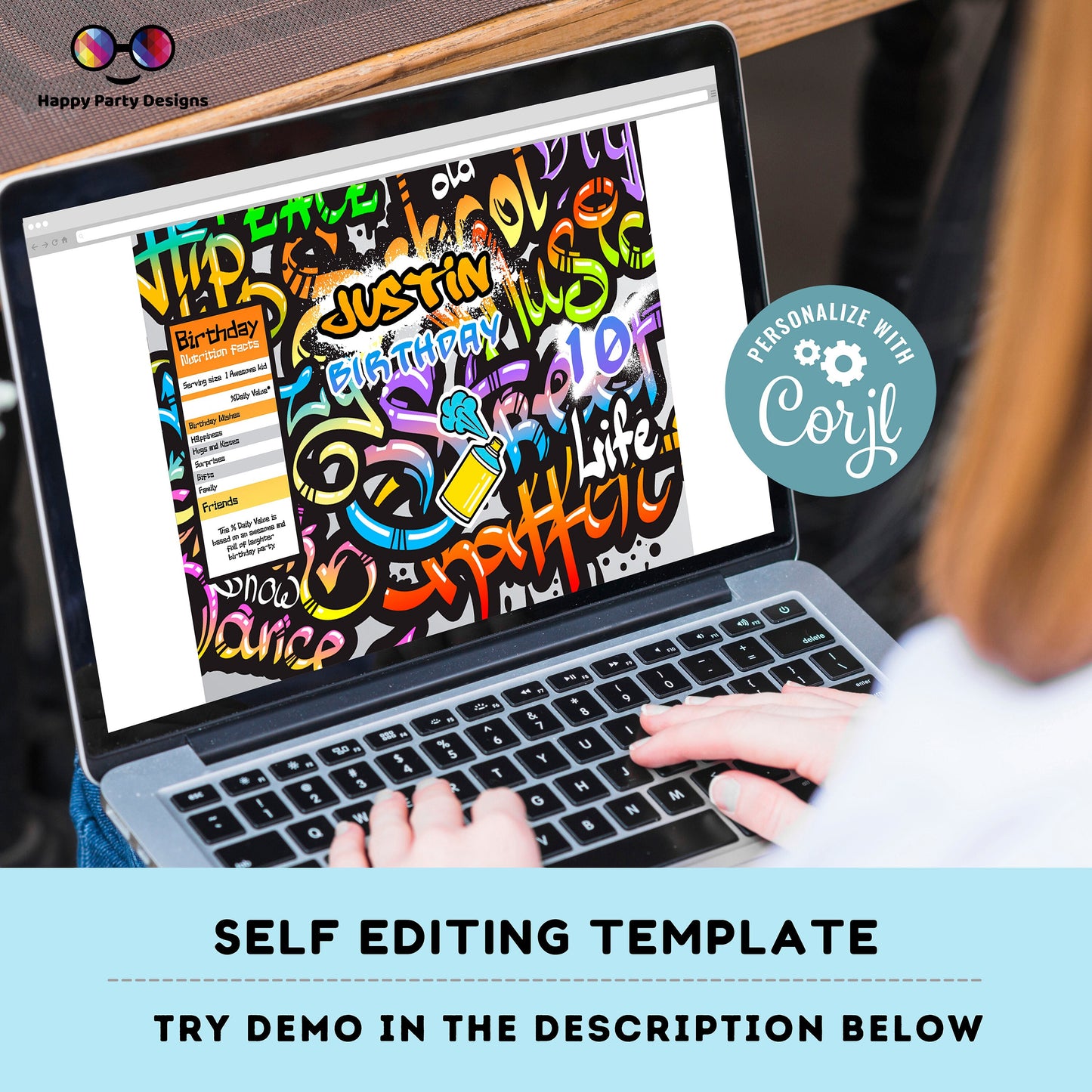 Editable Graffiti Chip Bag | Digital Graffiti  printable Chip Bag | Party Snack Graffiti  Birthday boy | Personalized Favors  Corjl #K1