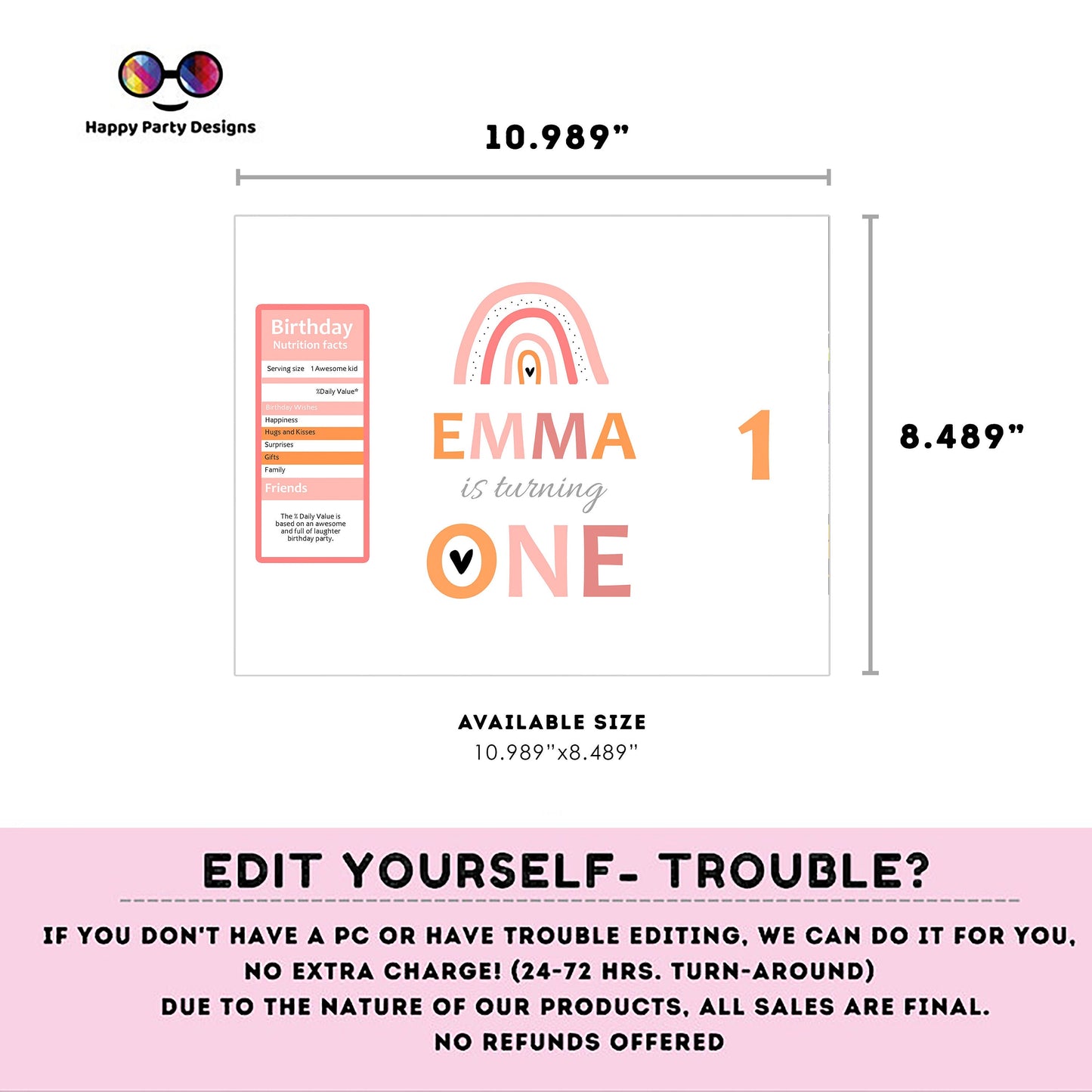 Editable Boho rainbow Chip Bag | Digital boho rainbow printable Chip Bag | Party Snack rainbow birthday girl | Personalized Favors  Corjl