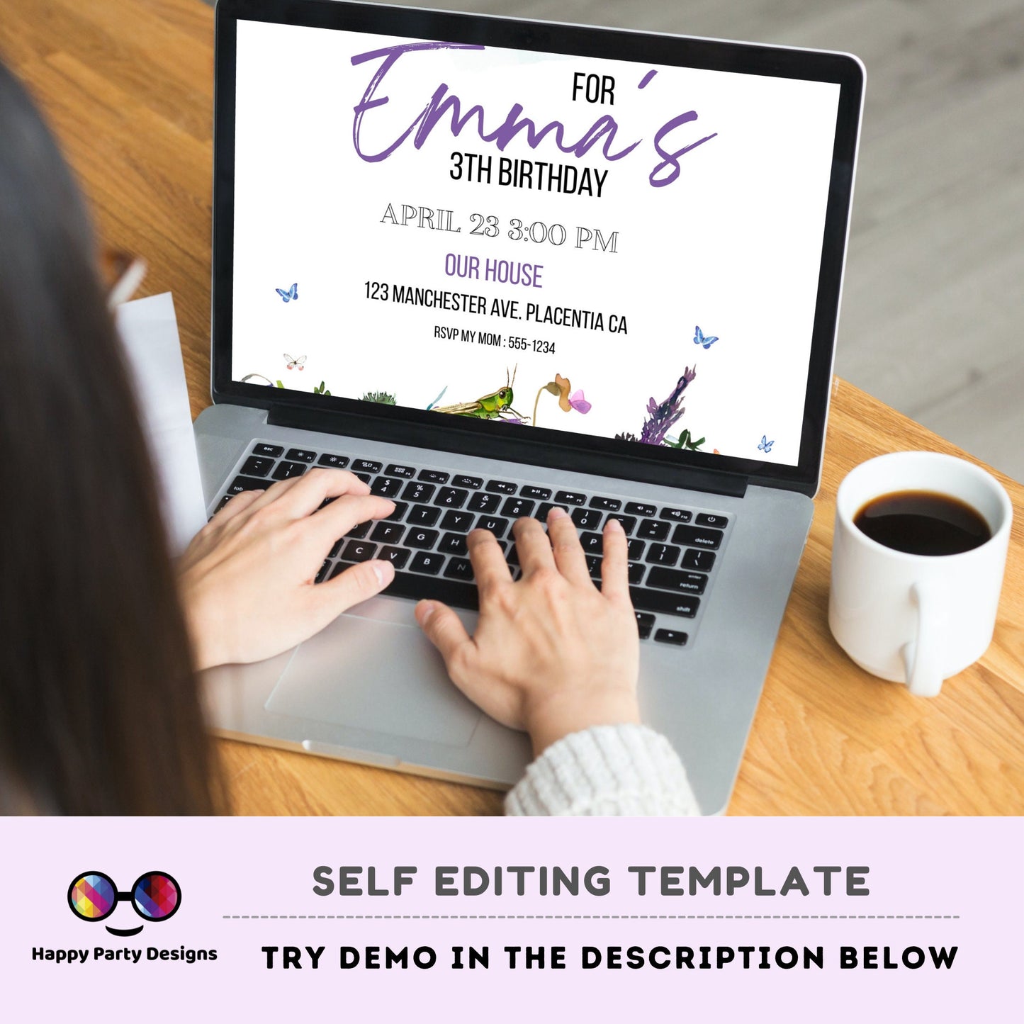 Editable Bug Birthday Girl Invitation Insect Party Bugging Outdoor bug Hunt Bugs Download Printable Invitation Template Digital Corjl