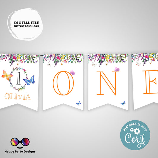 One Wildflower Birthday Banner | Wildflower party | First Birthday banner | Wild flower birthday party  |  One banner to print #K73