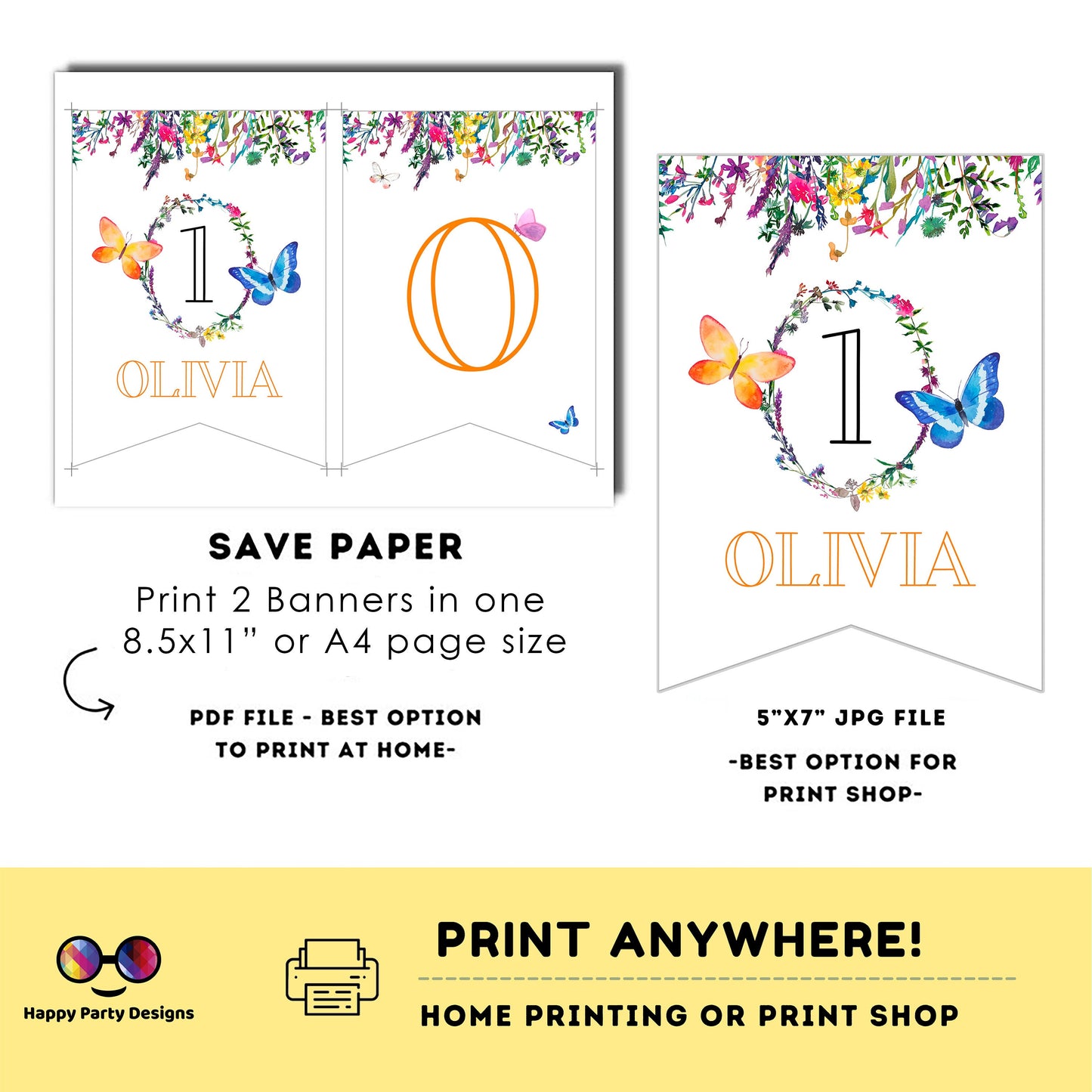 One Wildflower Birthday Banner | Wildflower party | First Birthday banner | Wild flower birthday party  |  One banner to print #K73