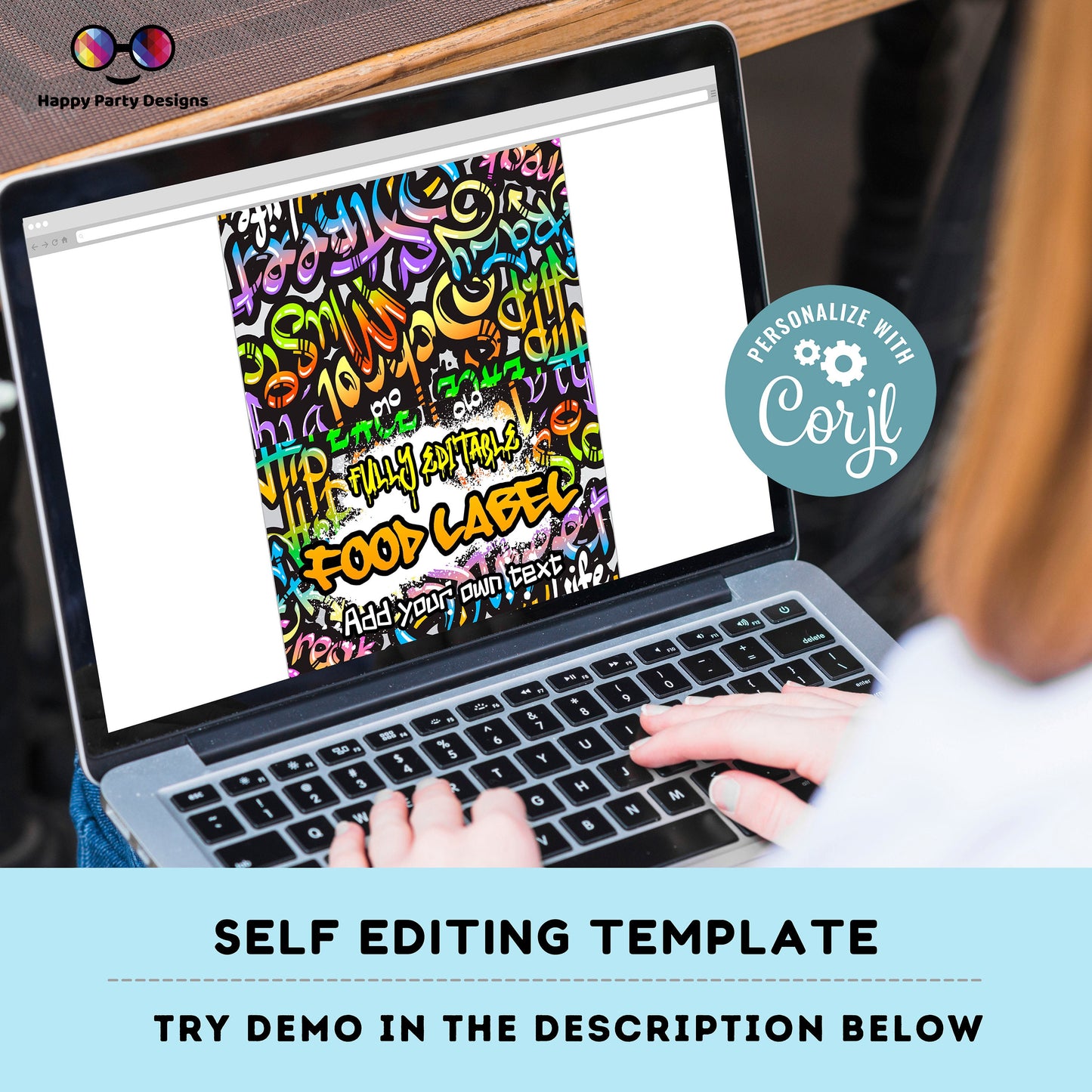 Editable Graffiti Birthday food tent | graffiti party | buffet labels | Graffiti birthday party | food label template | throwback party #K1