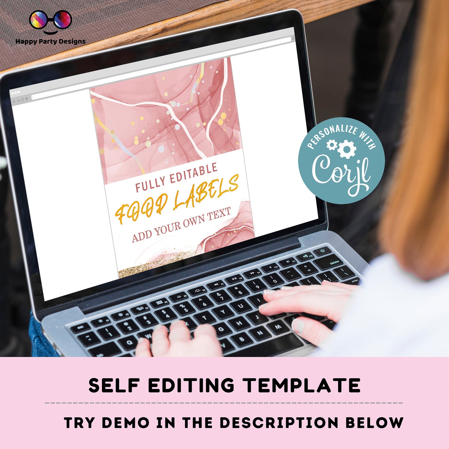 Editable blush and gold baptism food tent |blushed pink | buffet labels | baptism buffet labels | pink and gold baptism | christening