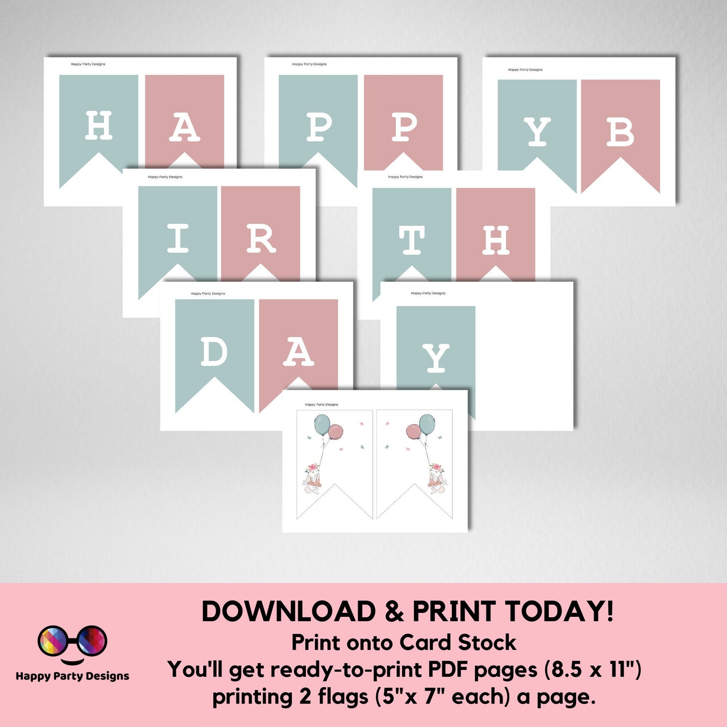 Bunny Happy Birthday Banner | Bunny party | Spring birthday | Bunny birthday party  |  Bunny banner to print  | Bunny First Birthday