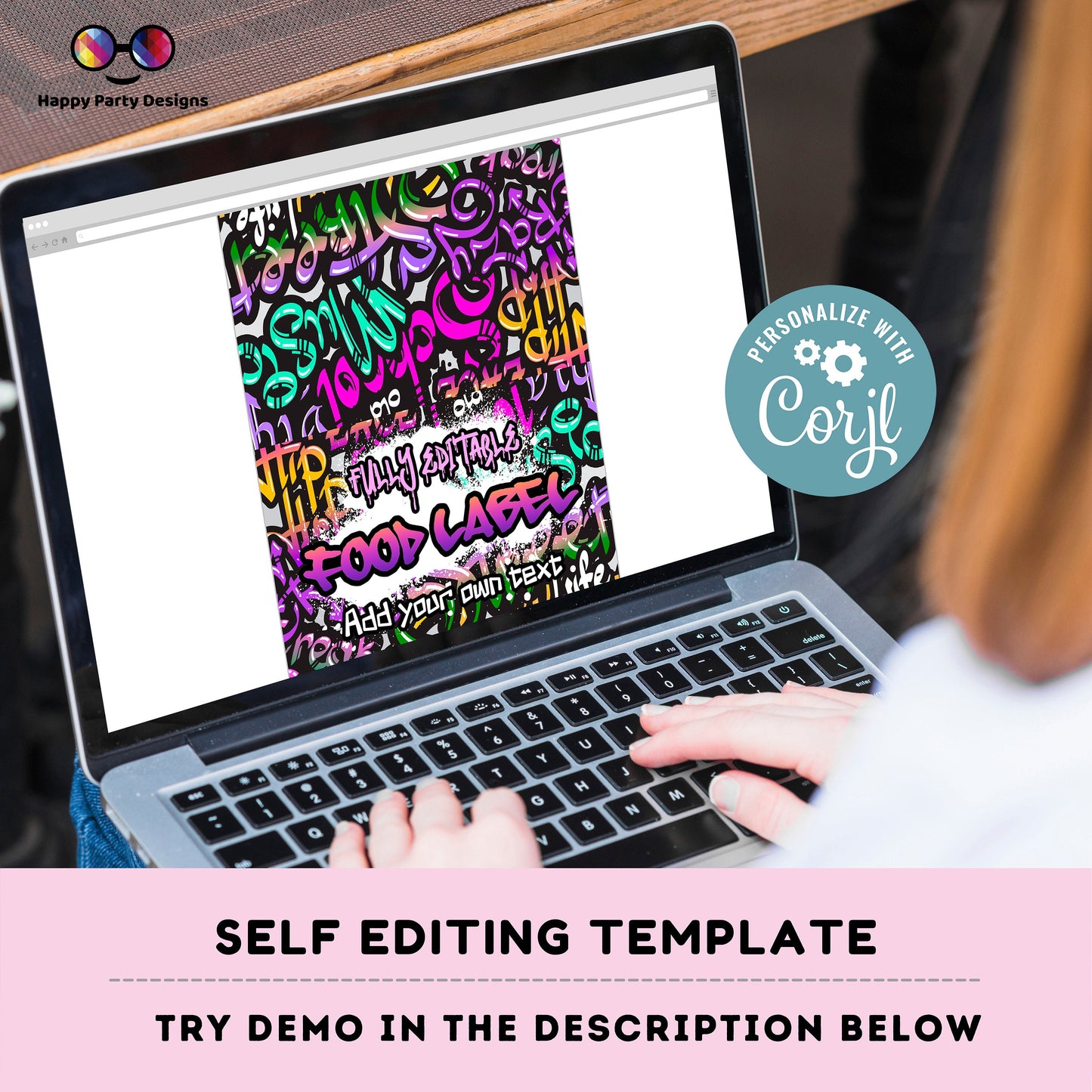 Editable Graffiti Birthday food tent | graffiti party | buffet labels | Graffiti birthday party | food label template | throwback party #K2