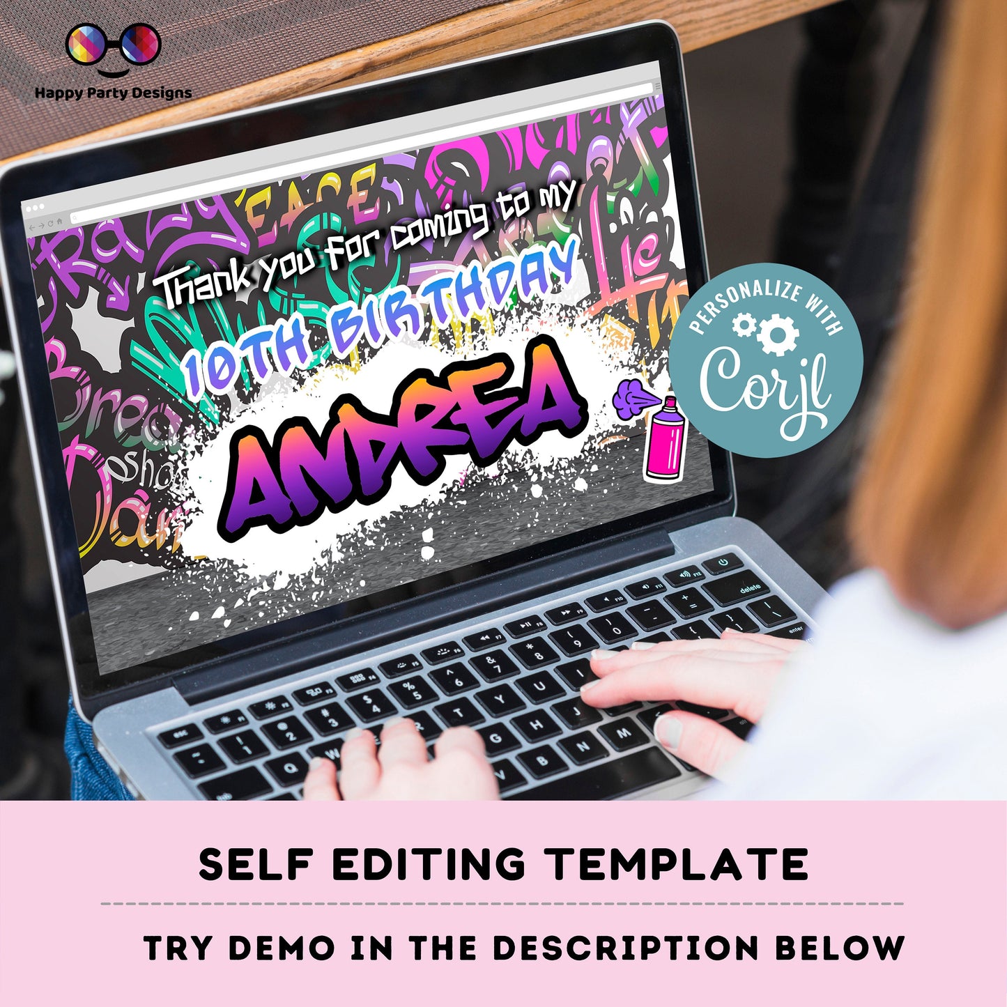 Editable graffiti Birthday Box label | graffiti party | favor box | graffiti birthday party | Girl birthday | Box to print #K2