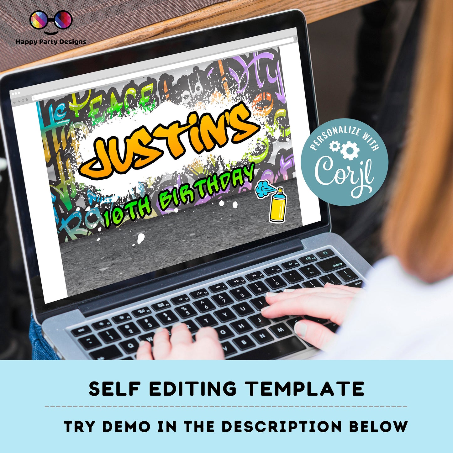 Editable Graffiti  Backdrop Banner  | Digital graffiti printable Backdrop Banner  | Birthday Boy | Graffiti party | Personalize Online #K1