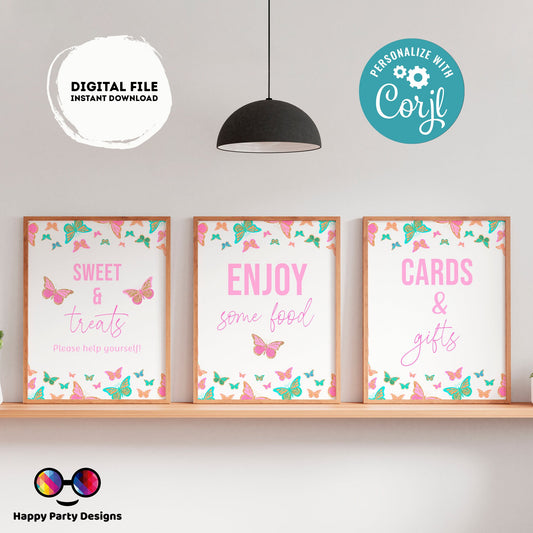 Editable Butterfly Sign | Butterfly birthday | Spring birthday Decorations | Girl | Butterfly buffet Sign | Butterfly party  #0002