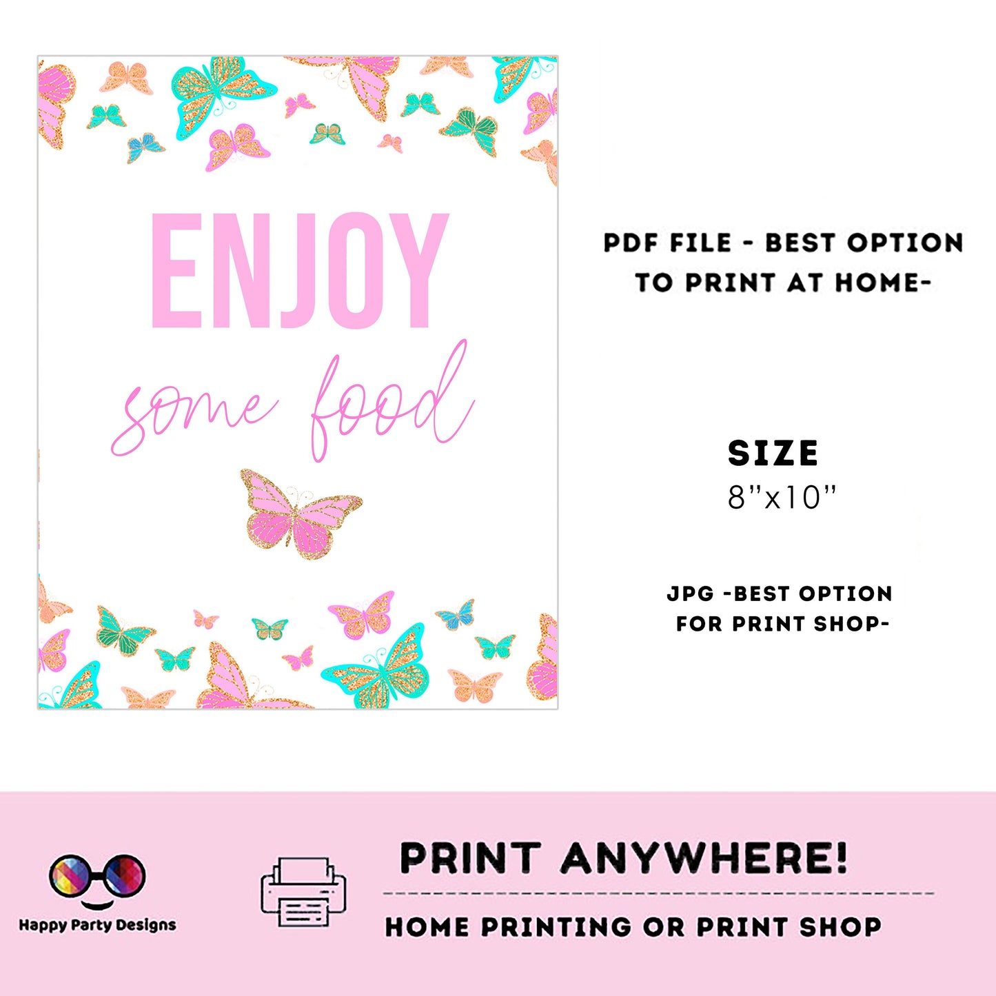 Editable Butterfly Sign | Butterfly birthday | Spring birthday Decorations | Girl | Butterfly buffet Sign | Butterfly party  #0002