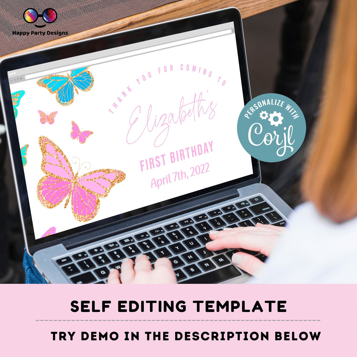 Butterfly Birthday Box label | Butterfly party | favor box | Spring birthday party  |  Box to print #0002