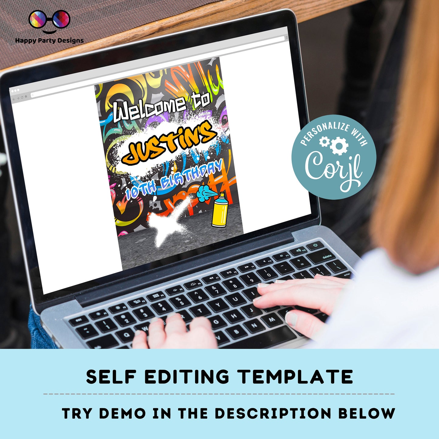 Editable Graffiti Welcome Sign | Digital graffiti printable Welcome sign  | Birthday boy | Graffiti party | Personalize Online #K1