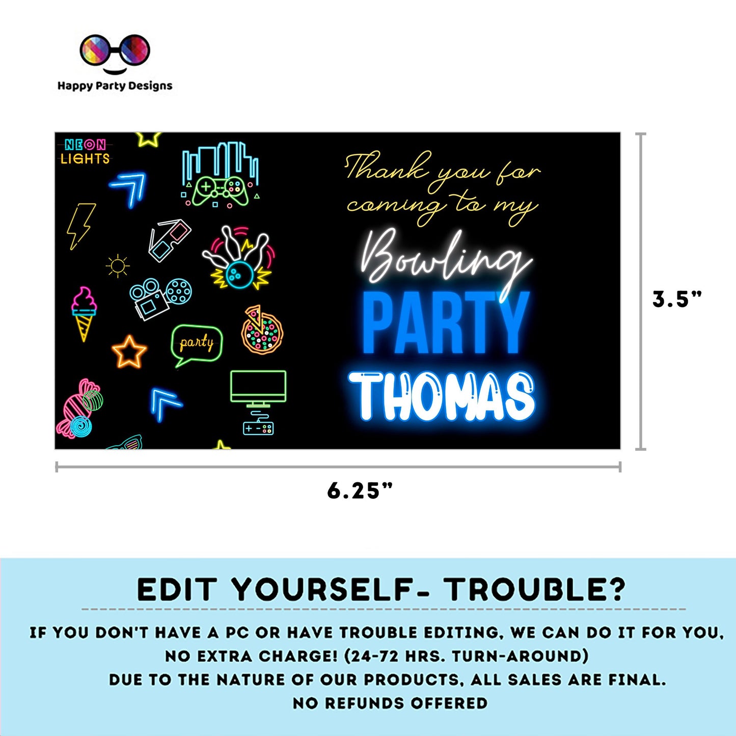 Editable Bowling  Birthday Box label | Bowling  party | favor box | Bowling  birthday party | Girl birthday | Box to print | Bowling favors