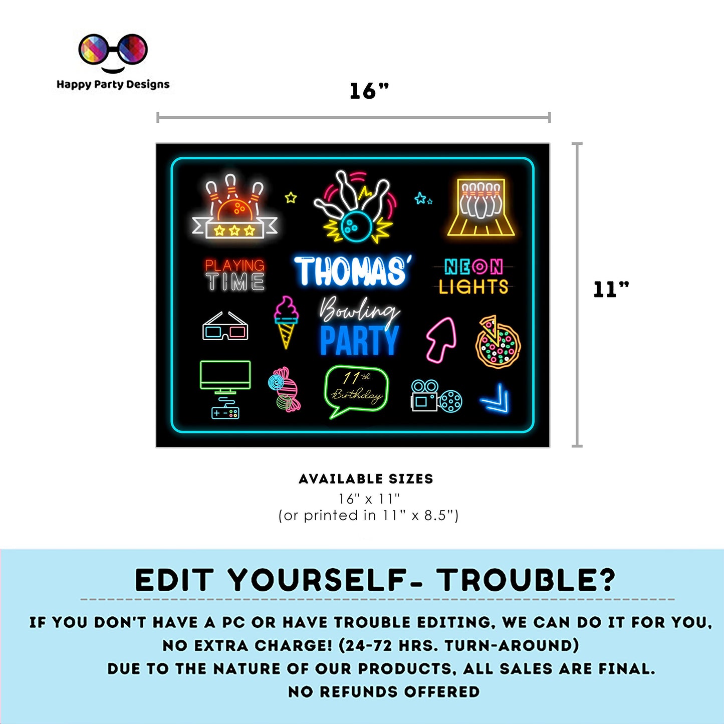 Editable bowling placemat | Digital bowling printable placemat  | Birthday boy | bowling placemat | Personalize Online #K4