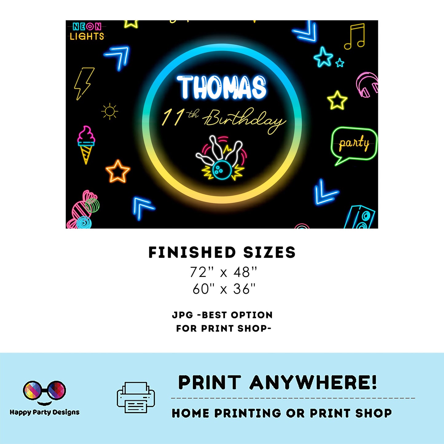 Editable Bowling Backdrop Banner  | Digital Bowling printable Backdrop Banner  | Birthday Boy | Bowling party | Personalize Online