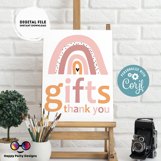 Editable rainbow birthday Sign | boho rainbow birthday | Rainbow birthday Decorations | baby Girl | Boho Sign | Rainbow party | Boho party