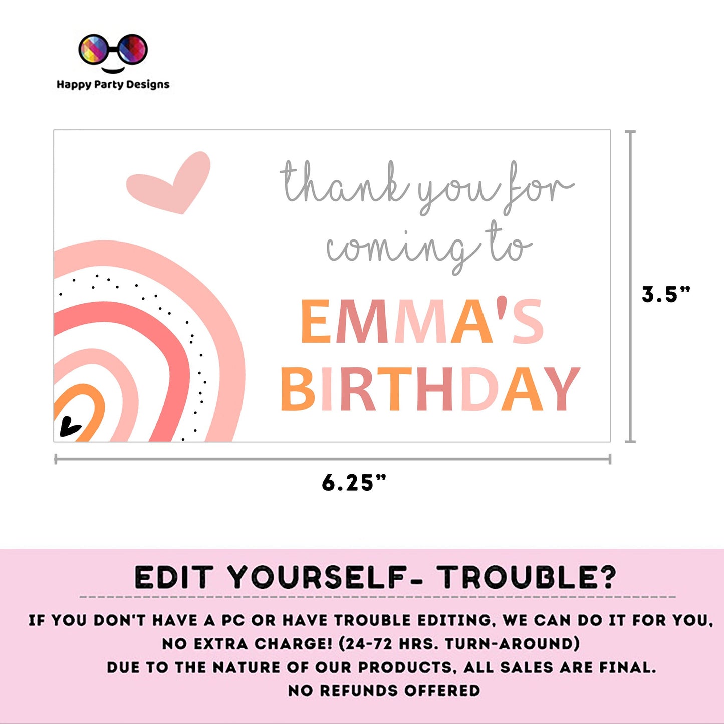 Boho rainbow Birthday Box label | rainbow party | favor box | boho birthday party | Girl birthday | Box to print