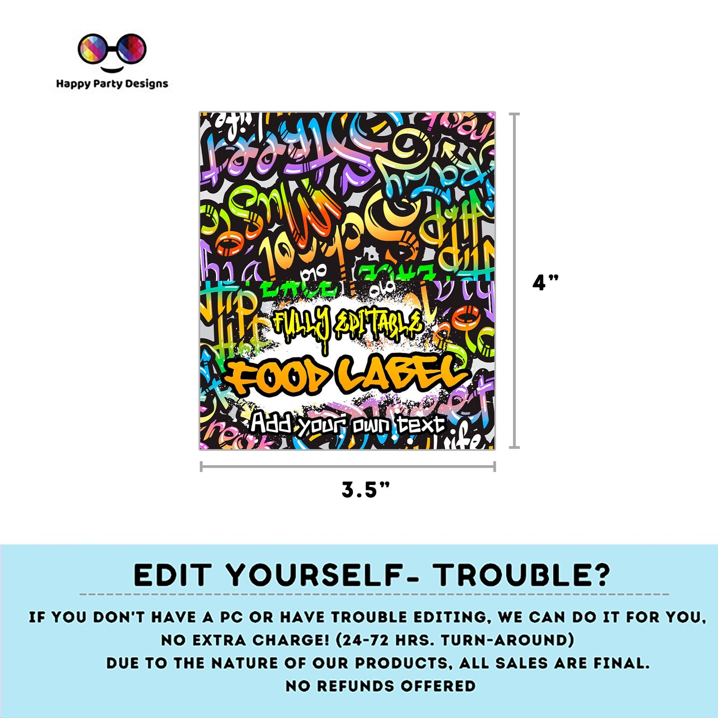 Editable Graffiti Birthday food tent | graffiti party | buffet labels | Graffiti birthday party | food label template | throwback party #K1