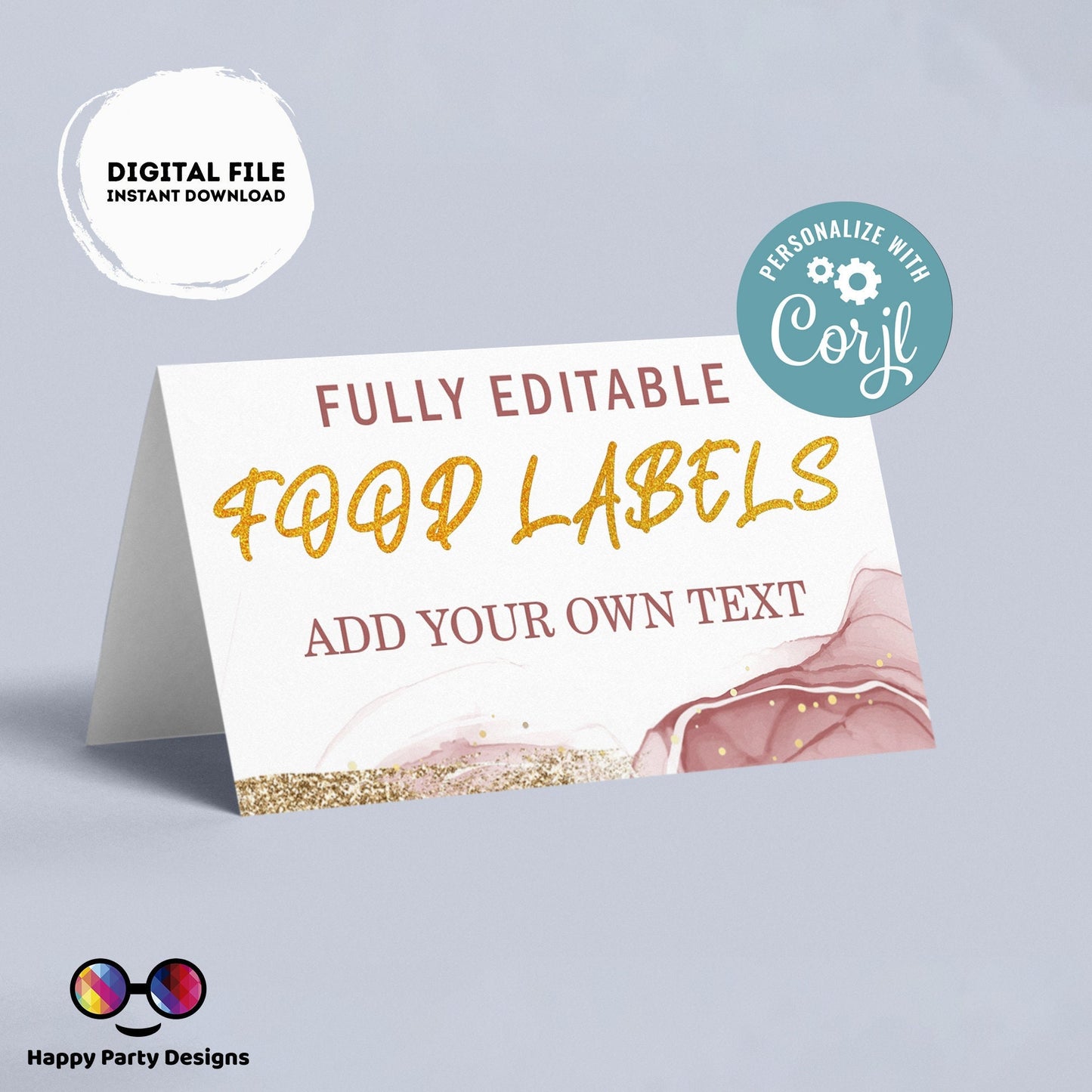 Editable blush and gold baptism food tent |blushed pink | buffet labels | baptism buffet labels | pink and gold baptism | christening