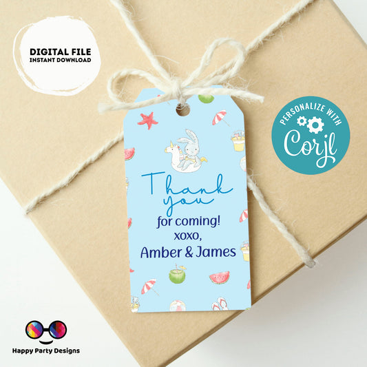 Editable Pool Baby Bash Favor Tag | Pool baby shower Thank you tag | Gift Tag | Thank you tag Template | Baby Boy | Favor tag #B1
