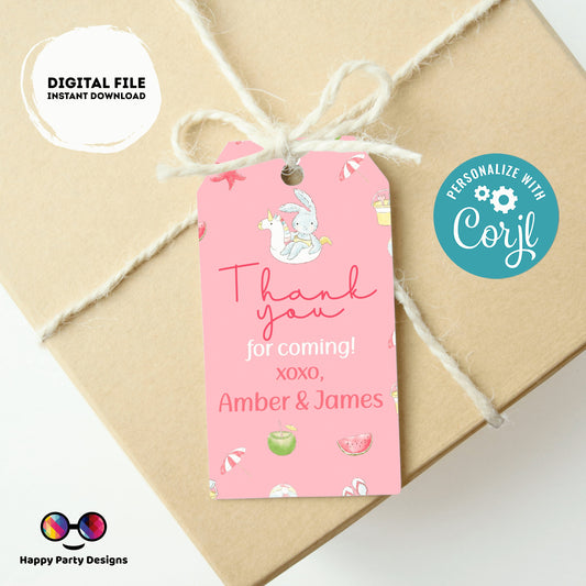 Editable Pool Baby Bash Favor Tag | Pool baby shower Thank you tag | Gift Tag | Thank you tag Template | Baby girl | Favor tag #B2