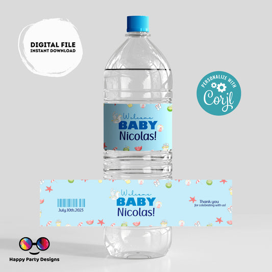 Editable pool baby bash water bottle labels | digital labels |  printable baby shower labels | Summer |  bottle labels  | Baby boy #B1