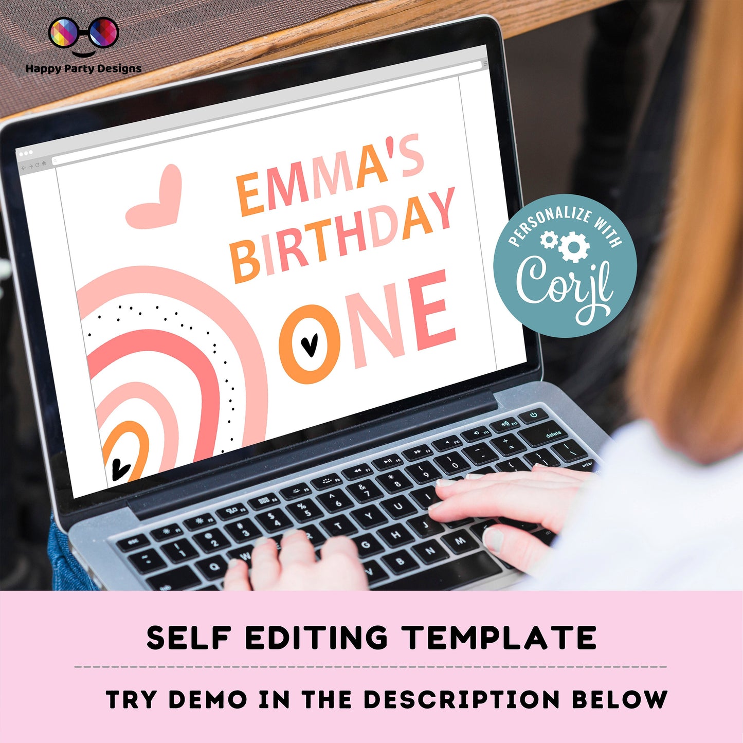 Editable Boho Rainbow  Backdrop Banner  | Digital Boho Rainbow printable Backdrop Banner | Birthday Girl | Boho Rainbow party |