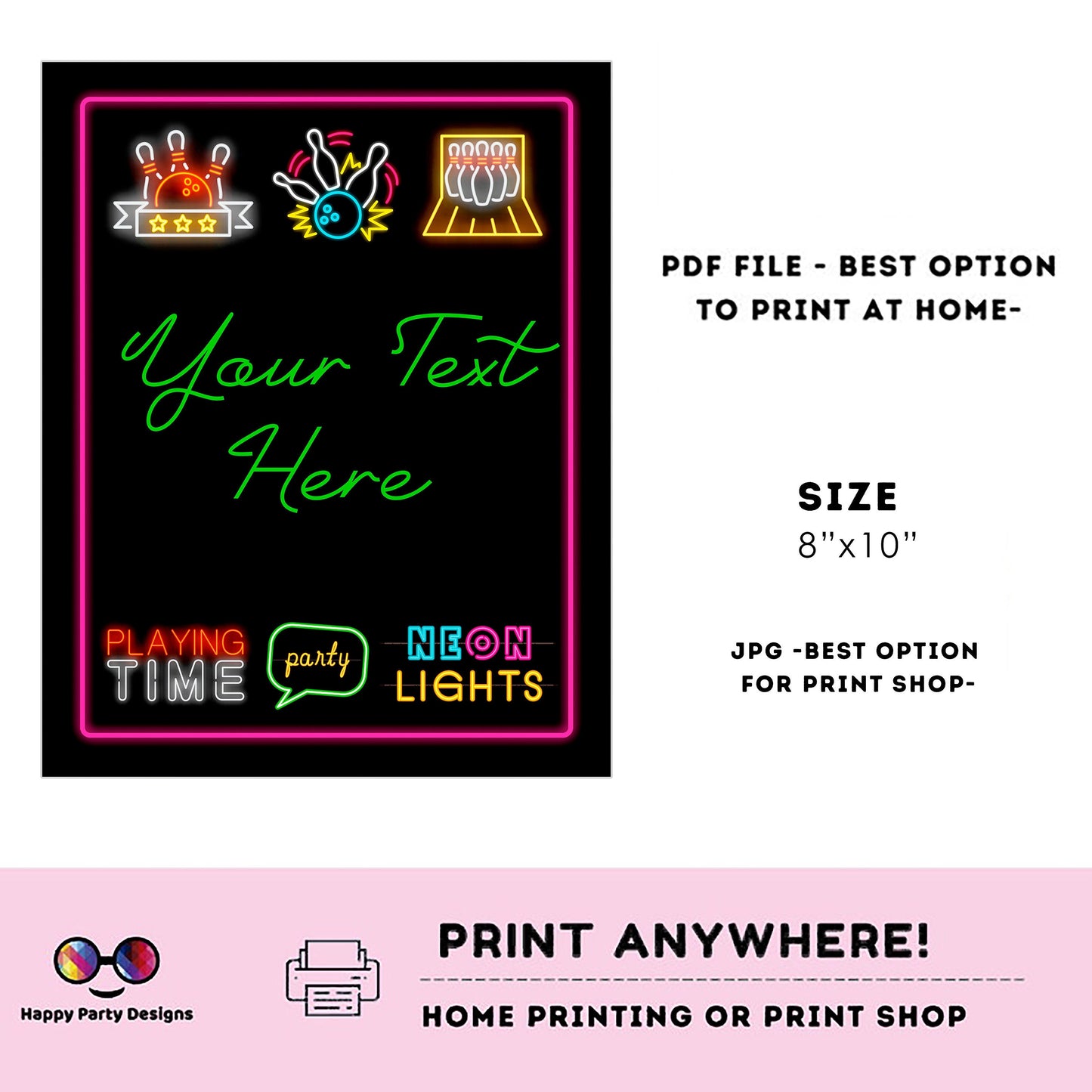 Editable Bowling Signs (4) | Bowling  birthday | Bowling  birthday Decorations | Girl | Bowling  buffet Sign | Bowling  party #KID3