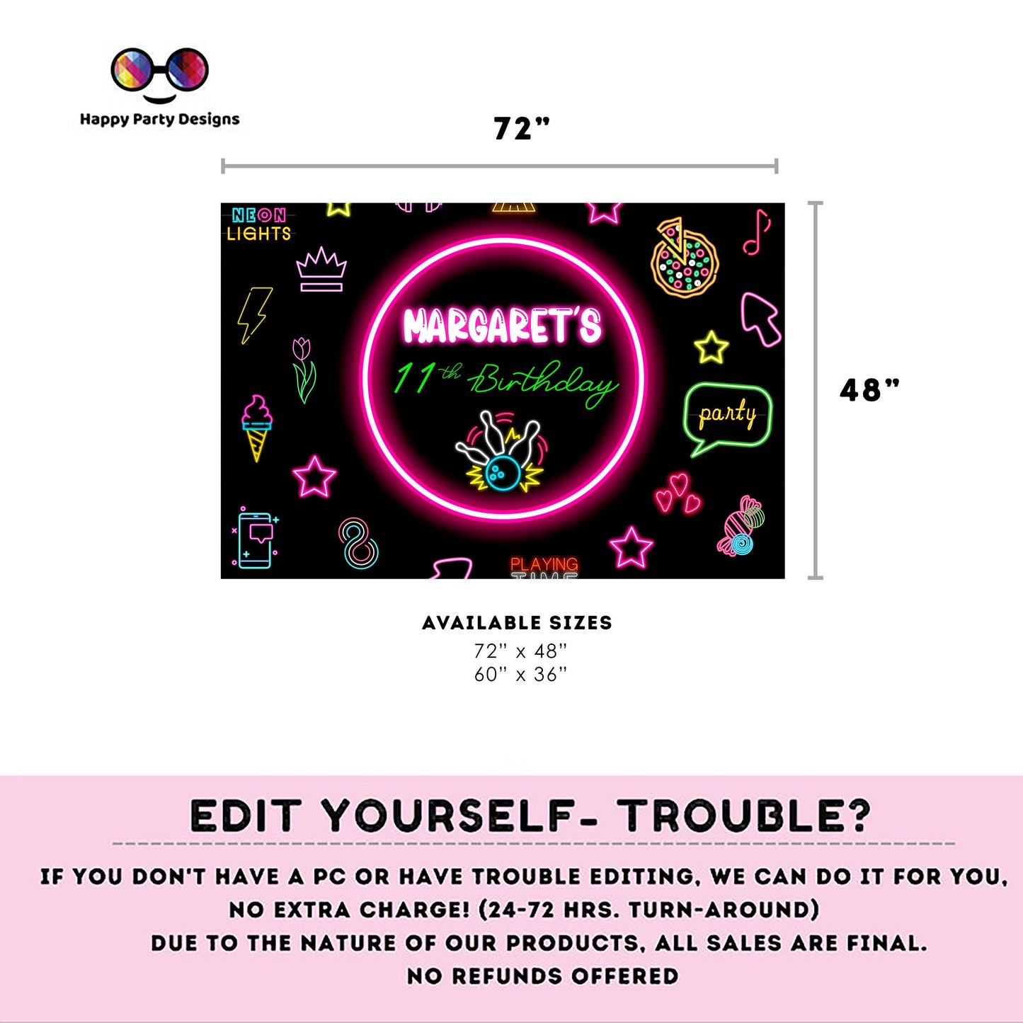 Editable Bowling Backdrop Banner  | Digital Bowling printable Backdrop Banner  | Birthday Girl | Bowling party | Personalize Online #KID3