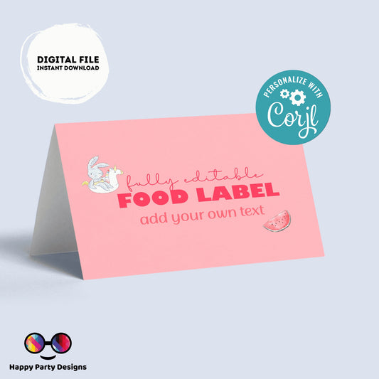 Editable pool baby bash food tent | pink baby shower | buffet labels | summer buffet labels | baby girl baby shower | pool baby shower #B2