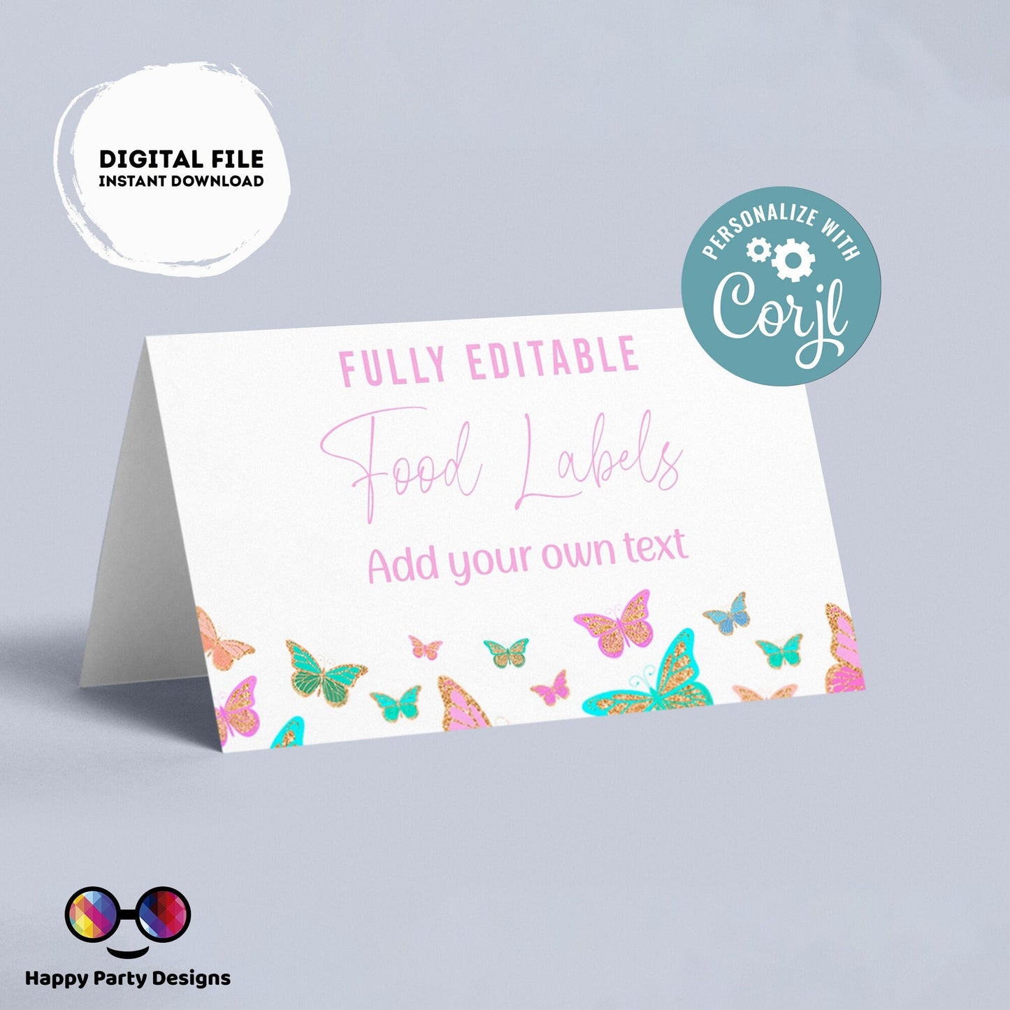 Butterflies Birthday food tent | Butterfly party | buffet labels | Spring birthday party | food label template | First birthday  #0002