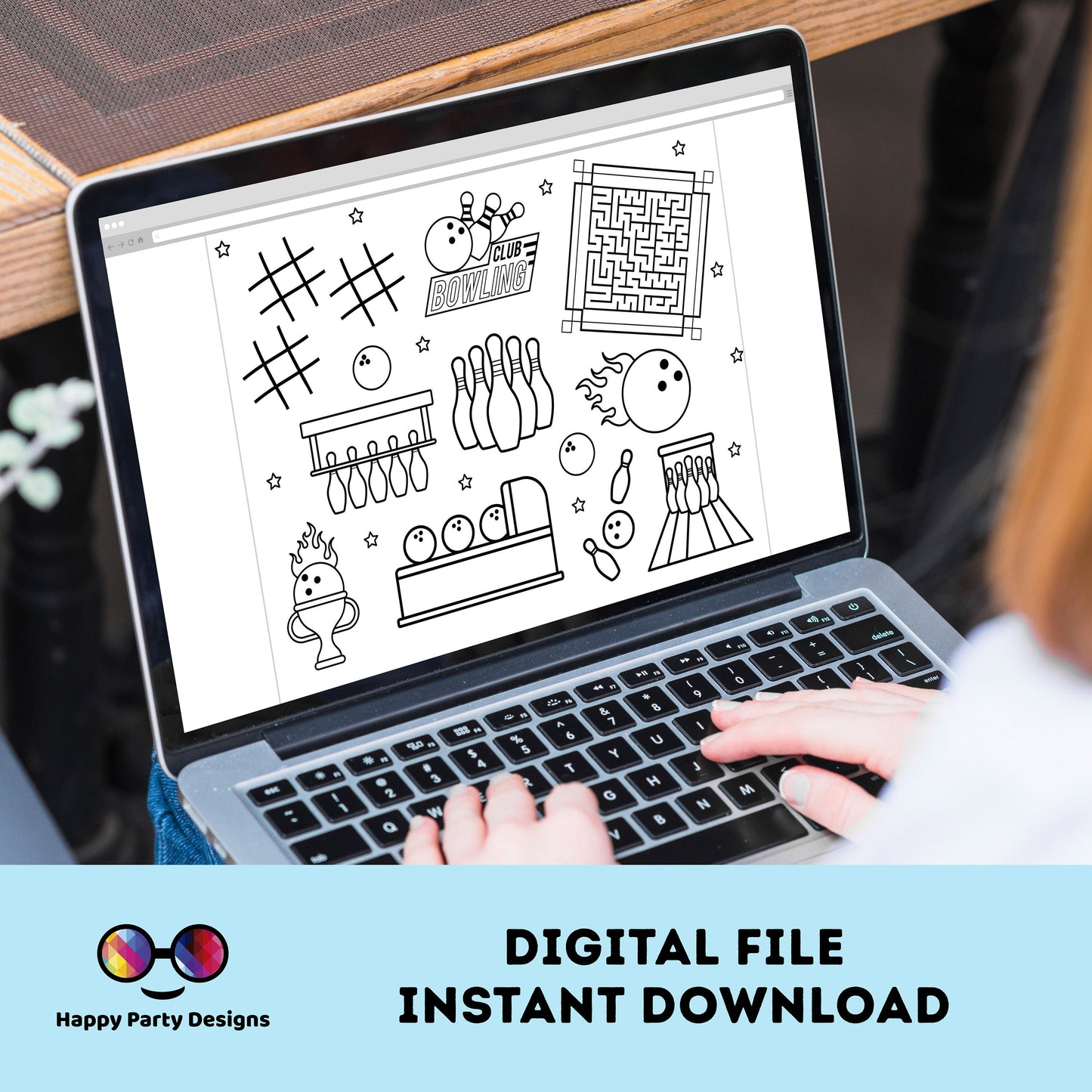 Printable Bowling Party Coloring Page | Bowling Activity Page | Bowling Party Placemat | Bowling table mat| Printable Bowling #KID3 #KID4