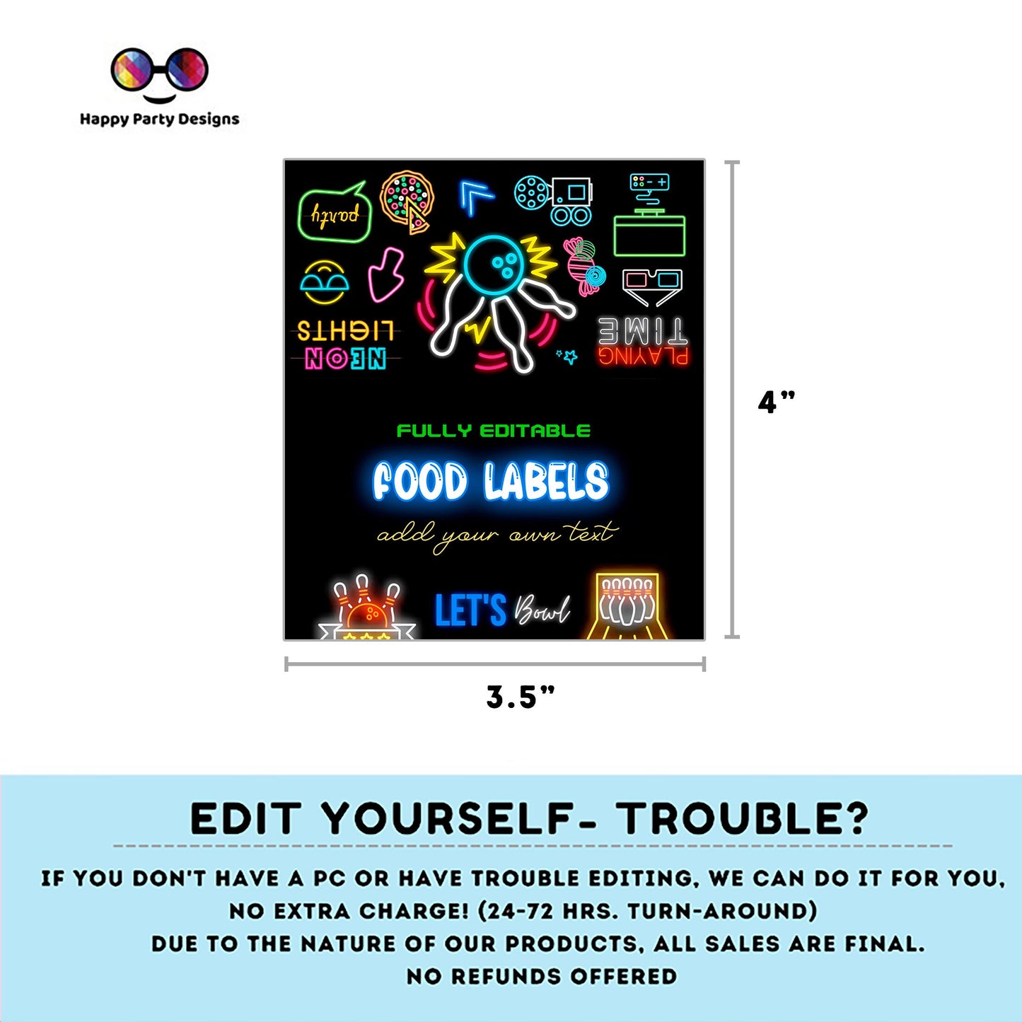 Bowling Birthday food tent |  Bowling party | buffet labels |  Bowling birthday party | food label template | editable online | favors