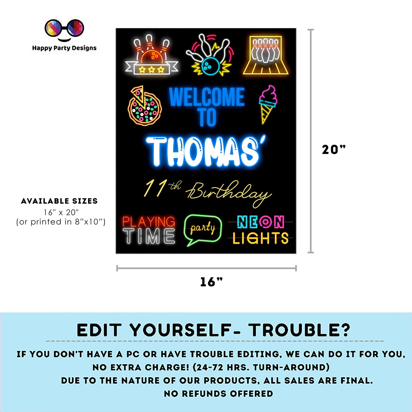 Editable Bowling Welcome Sign | Bowling birthday |Bowling birthday Decorations | Girl | Boy | Bowling Welcome Sign | Bowling party | Corjl