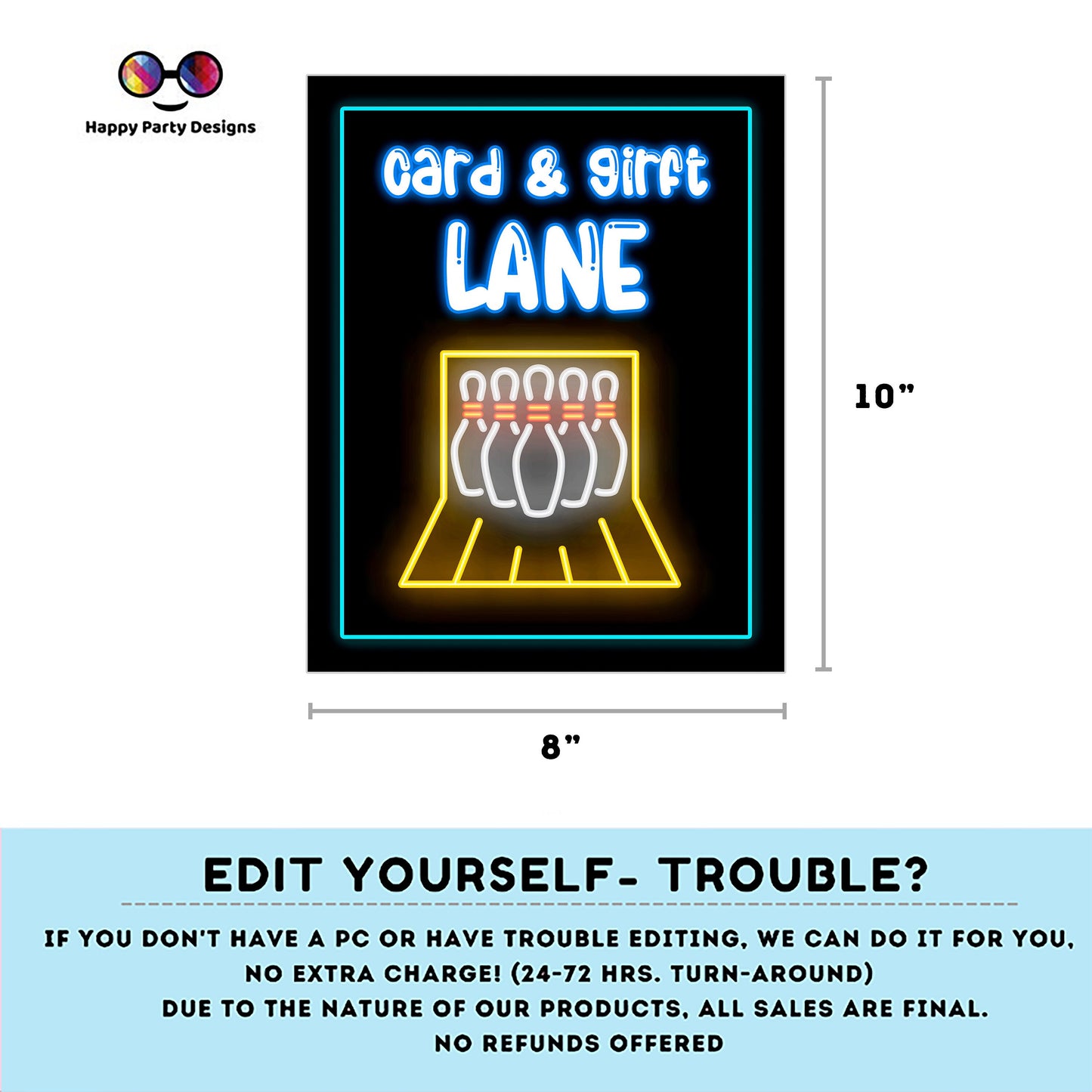 Editable Bowling Signs (4) | Bowling  birthday | Bowling  birthday Decorations | Girl | Bowling  buffet Sign | Bowling  party|Corjl template