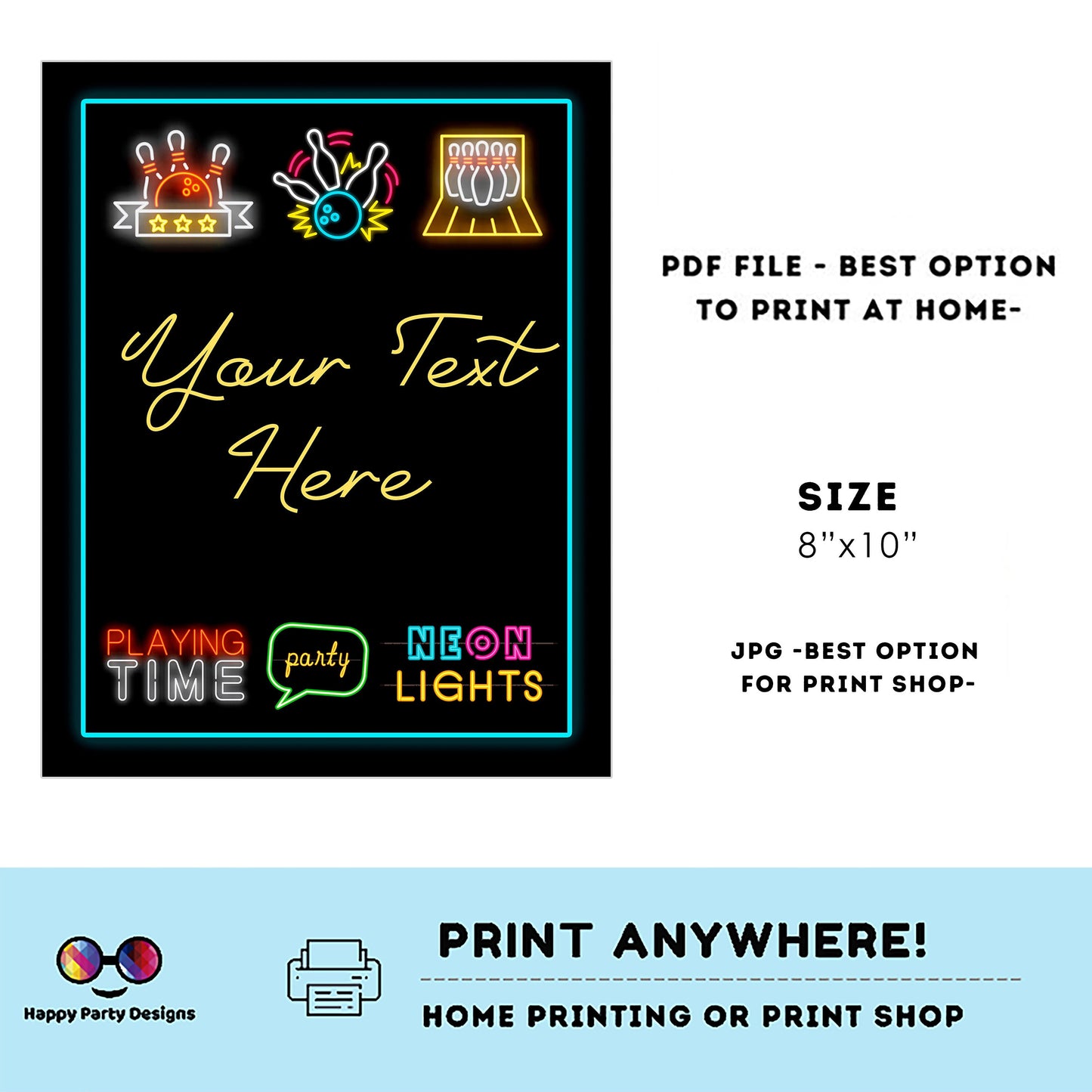 Editable Bowling Signs (4) | Bowling  birthday | Bowling  birthday Decorations | Girl | Bowling  buffet Sign | Bowling  party|Corjl template