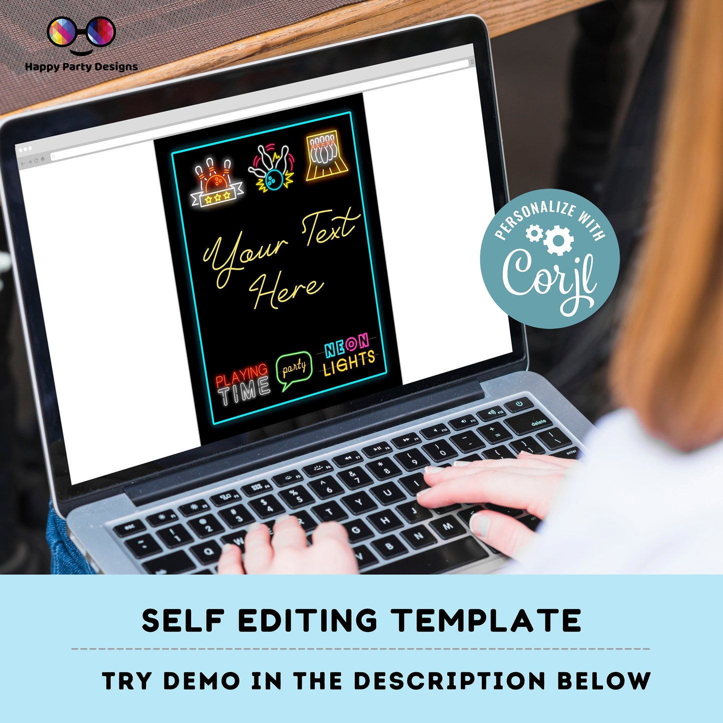 Editable Bowling Signs (4) | Bowling  birthday | Bowling  birthday Decorations | Girl | Bowling  buffet Sign | Bowling  party|Corjl template