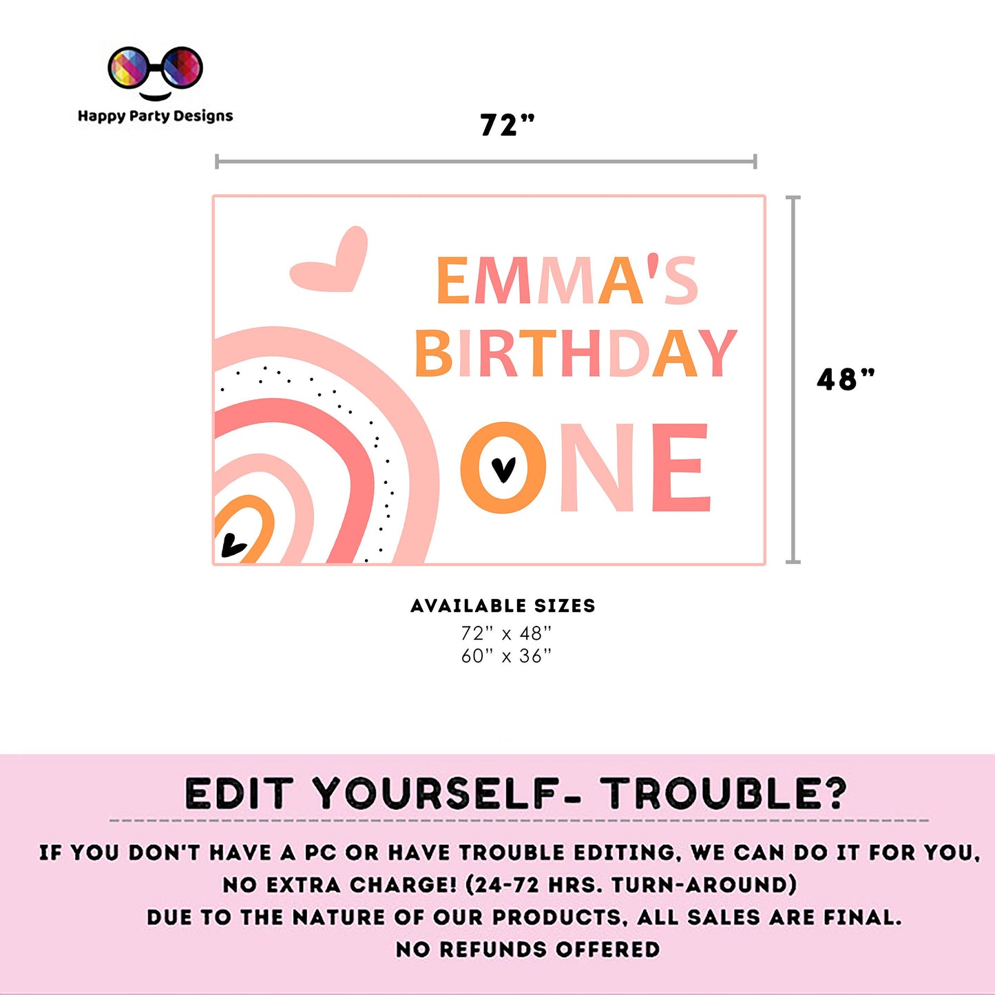 Editable Boho Rainbow  Backdrop Banner  | Digital Boho Rainbow printable Backdrop Banner | Birthday Girl | Boho Rainbow party |