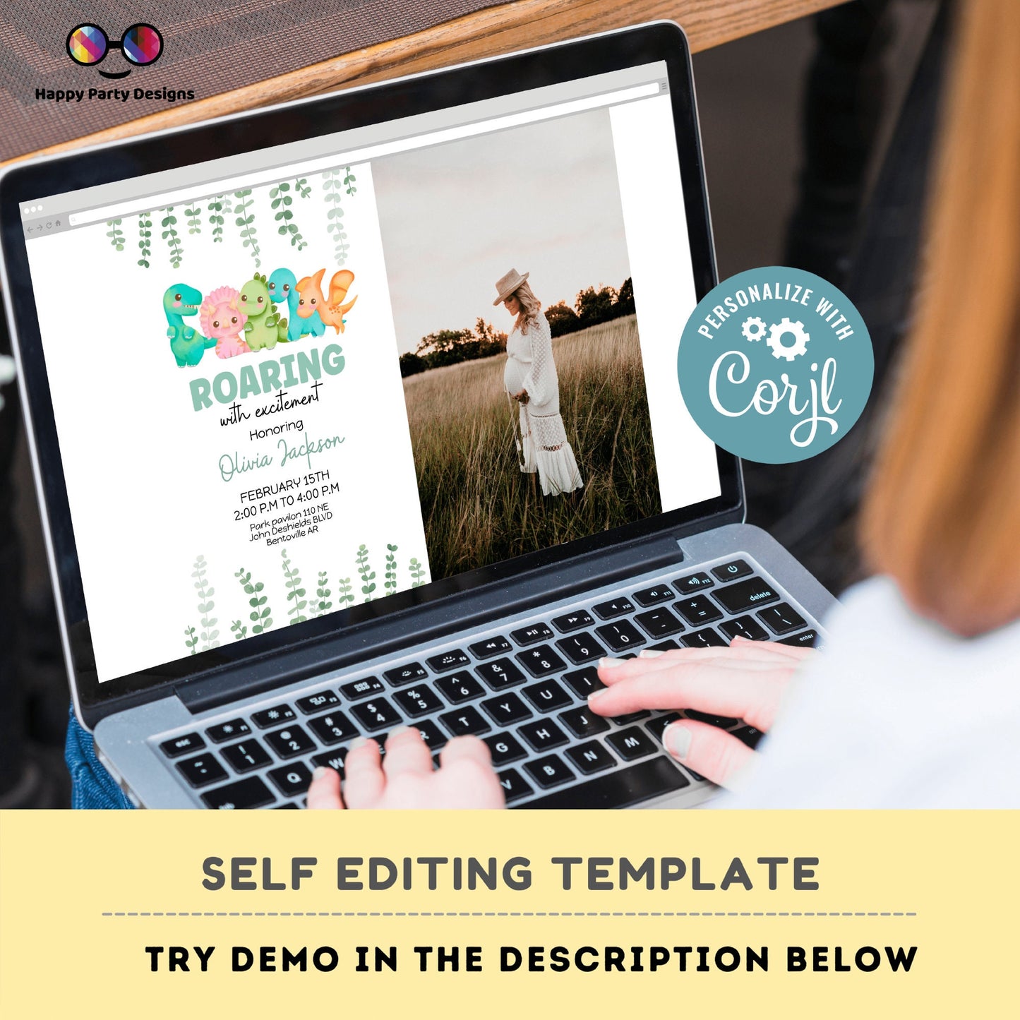 Dinosaur Baby Shower Invitation with photo | Dinosaur Baby Shower | Dino Invite | Dino Baby Shower | neutral gender shower #B15