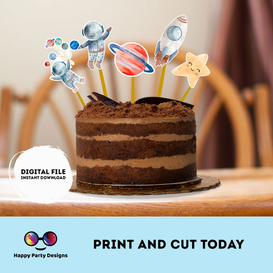 PRINTABLE First Trip Around the Sun Cake Toppers  5 | First Trip Around the Sun Cake Toppers | Outer Space Cake Toppers Centerpieces #K5