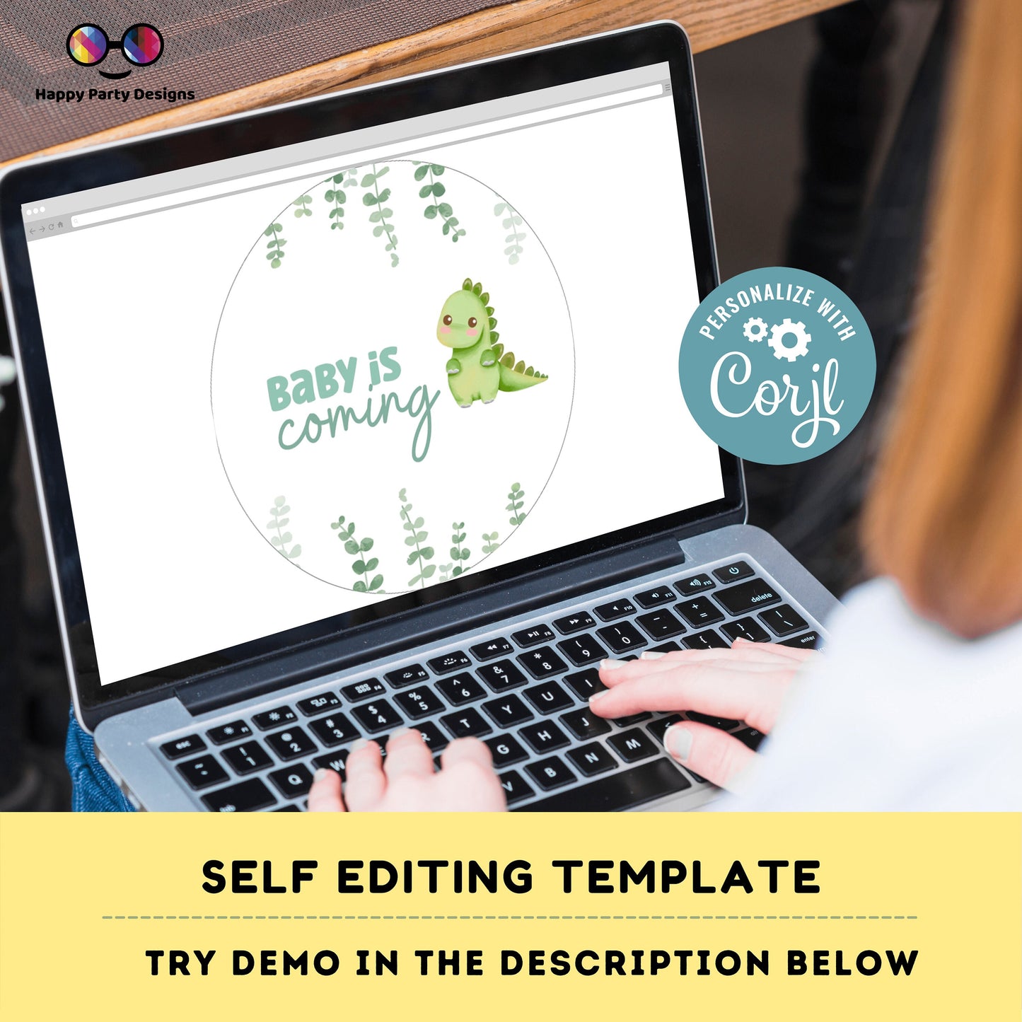 Editable dino baby shower cupcake toppers | Instant download | neutral gender baby shower | dinosaur baby shower | Baby Shower  #B15