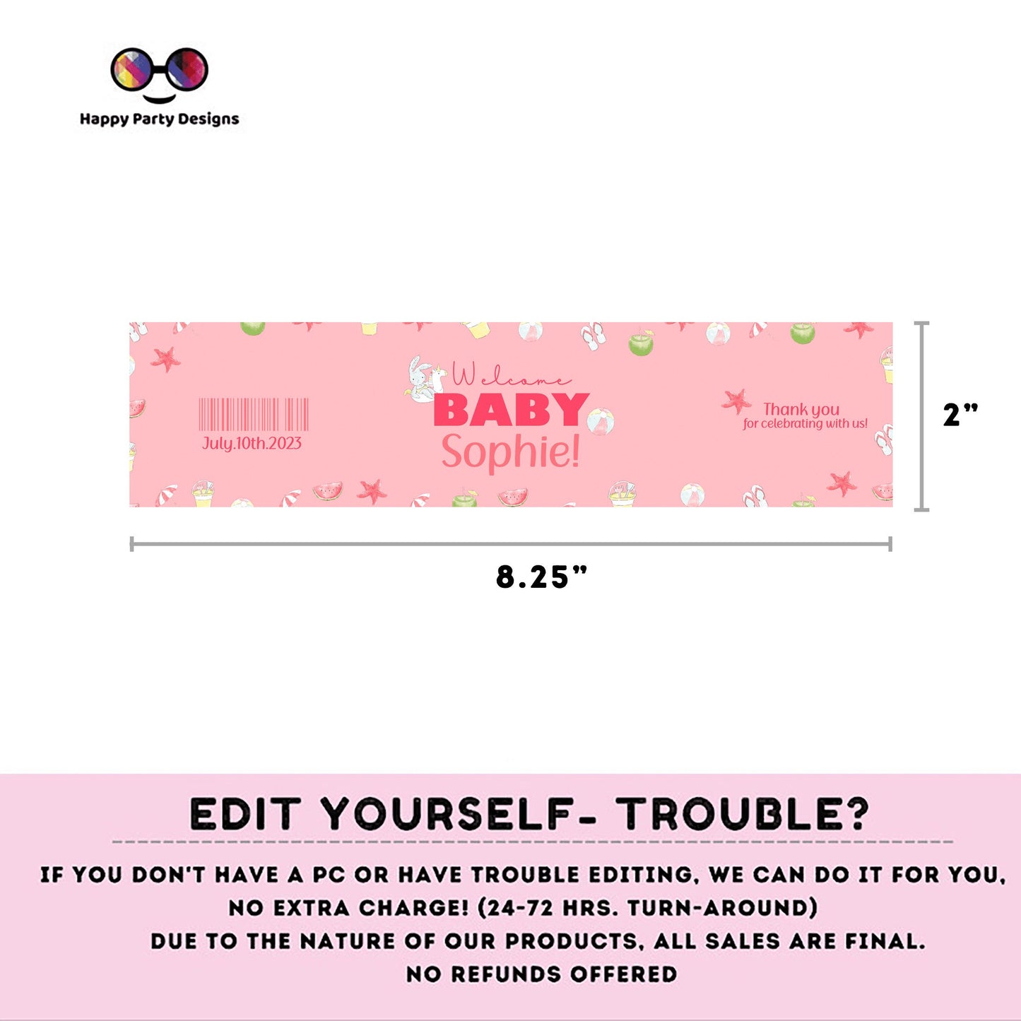 Editable pool baby bash water bottle labels | digital labels |  printable baby shower labels | Summer |  bottle labels  | Baby girl #B2