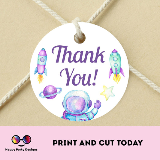 INSTANT DOWNLOAD First Trip Around the Sun Thank you tag | Outer Space printable thank you tag | Birthday Girl | Outer Space Favor tag #K57