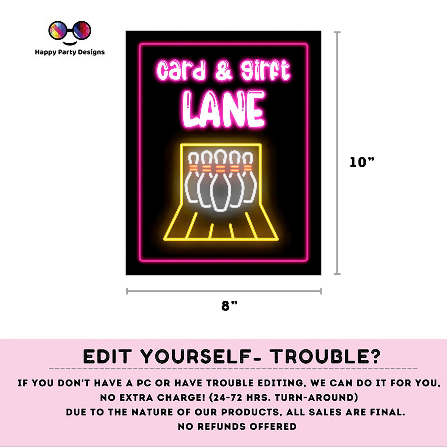 Editable Bowling Signs (4) | Bowling  birthday | Bowling  birthday Decorations | Girl | Bowling  buffet Sign | Bowling  party #KID3