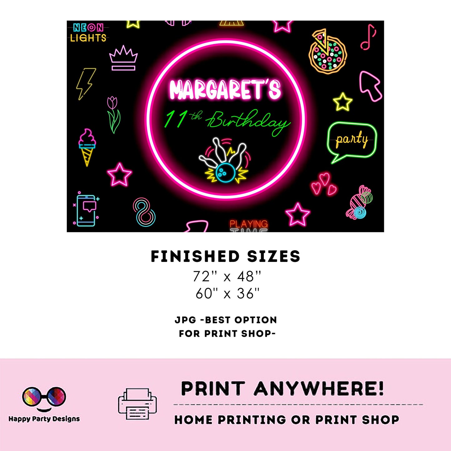 Editable Bowling Backdrop Banner  | Digital Bowling printable Backdrop Banner  | Birthday Girl | Bowling party | Personalize Online #KID3