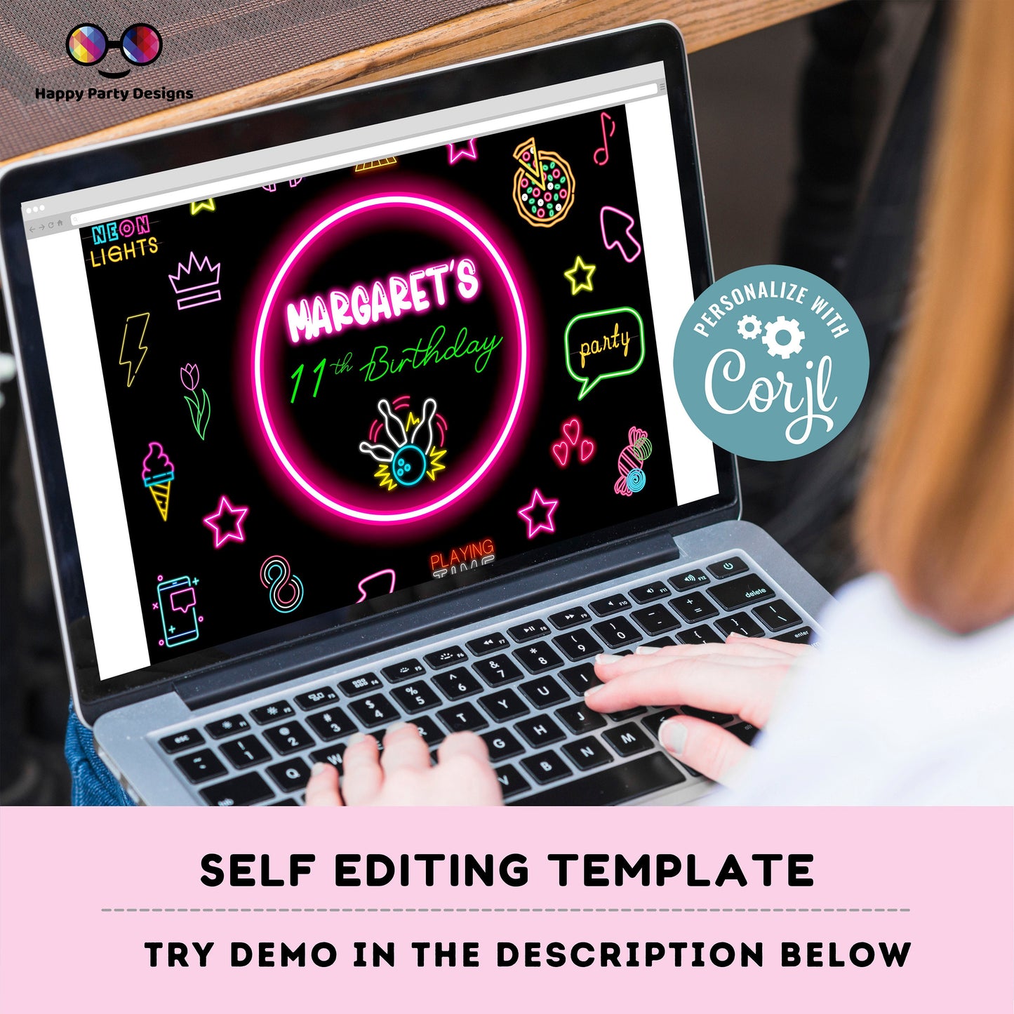 Editable Bowling Backdrop Banner  | Digital Bowling printable Backdrop Banner  | Birthday Girl | Bowling party | Personalize Online #KID3