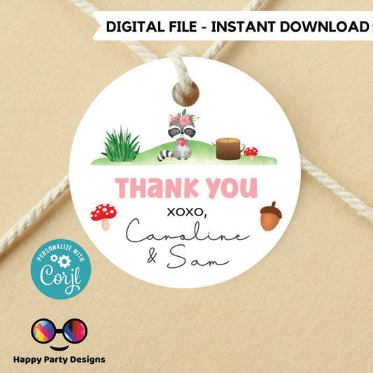 Editable woodland baby shower Favor Tags | woodland shower Thank you tags | Baby shower Gift Tags | thank you tag Template | gift tag #B17