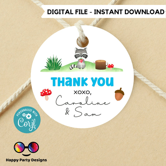 Editable woodland baby shower Favor Tags | woodland shower Thank you tags | Baby shower Gift Tags | thank you tag Template | gift tag #B16