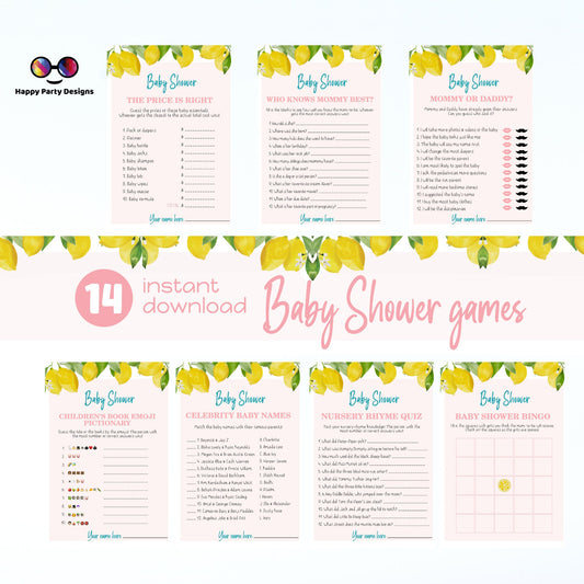 Instant lemon baby shower games bundle | lemons baby shower games | Baby girl | summer baby shower | lemon baby shower games #B8