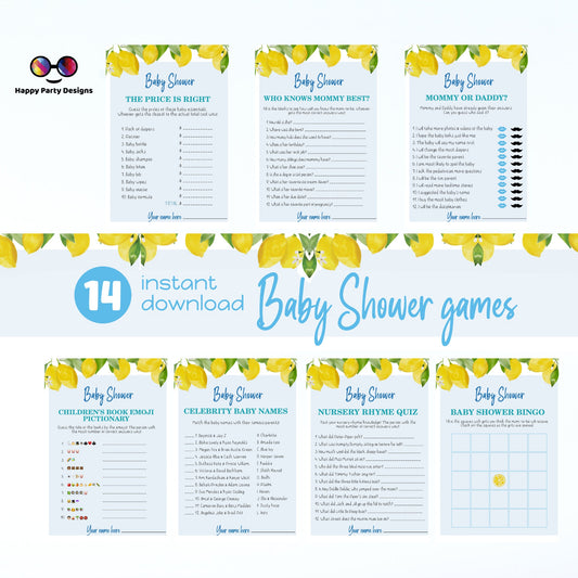 Instant lemons games bundle | lemon baby shower games | Baby boy | summer baby shower | lemons baby shower games | summer games  #B9