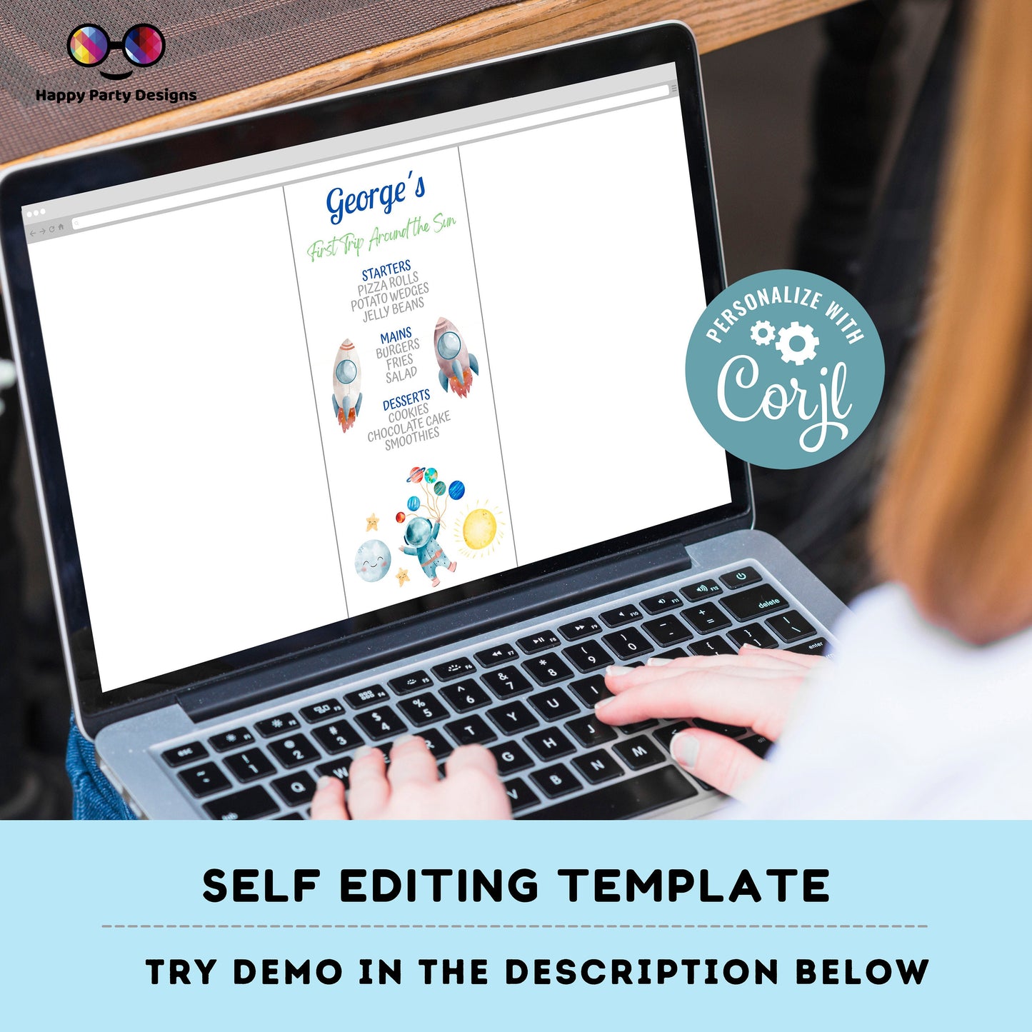 Editable First Trip Around the Sun Party Menu | Digital Outer Space printable menu | Birthday boy | Astronaut menu | Personalize #K5